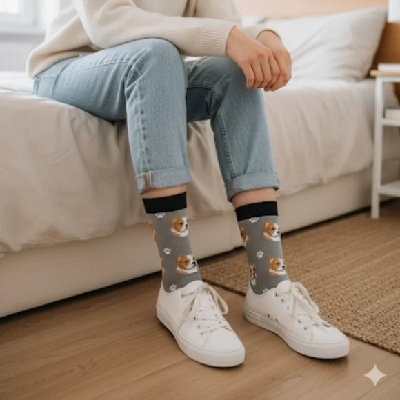 SOCK DADDY SOFT COMBED COTTON UNISEX ONE SIZE FITS MOST PITBULL PATTERN SOCKS - Picture 2 of 4